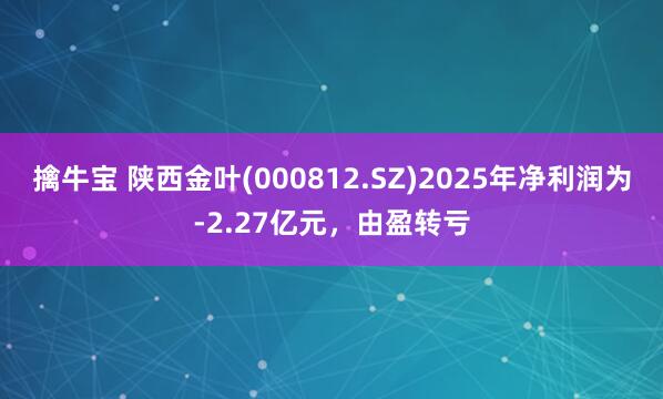 擒牛宝 陕西金叶(000812.SZ)2025年净利润为-2.27亿元，由盈转亏